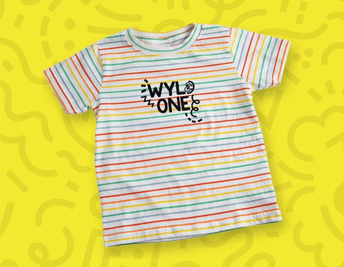 Wyld One rainbow stripe toddler tee