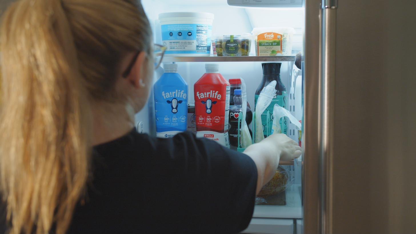 Mylk Mate with milk bags in the fridge