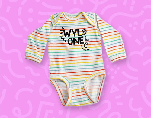 Wyld One rainbow stripe baby bodysuit